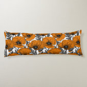 Coussins Longs Pavot orange sur blanc (Dos)