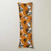 Coussins Longs Pavot orange sur blanc (Devant (Vertical))