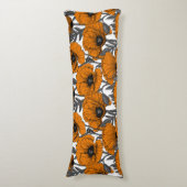 Coussins Longs Pavot orange sur blanc (Devant (Vertical))