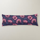 Coussins Longs Pavot rose sur violet foncé (Dos)