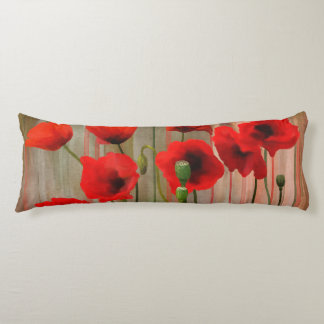 Coussins Longs Pavots d'aquarelle