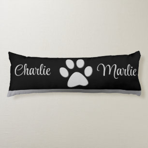 Coussins Longs Paw Chien Argent sur arrière - plan noir