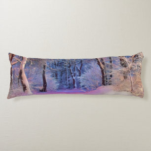 Coussins Longs Paysage hivernal aux arbres enneigés aquarelle