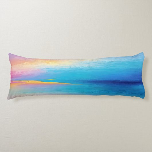 Coussins Longs Paysage large "Clachanray" rose et bleu (Devant)
