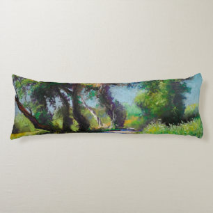 Coussins Longs Paysage Pastel d'Oliveraie Ensoleillée