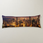 Coussins Longs Paysage urbain de nuit de Chicago (Dos)