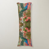 Coussins Longs Peacock en Apricot Jardin Rose (Devant (Vertical))