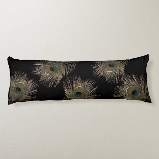 Coussins Longs Peacock plumes noir (Dos)