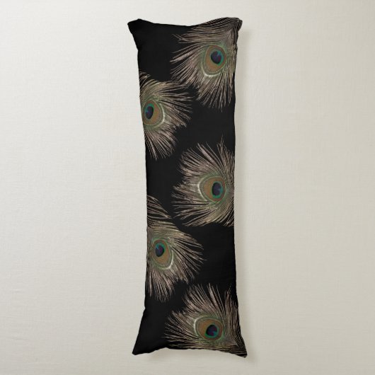 Coussins Longs Peacock plumes noir (Devant (Vertical))