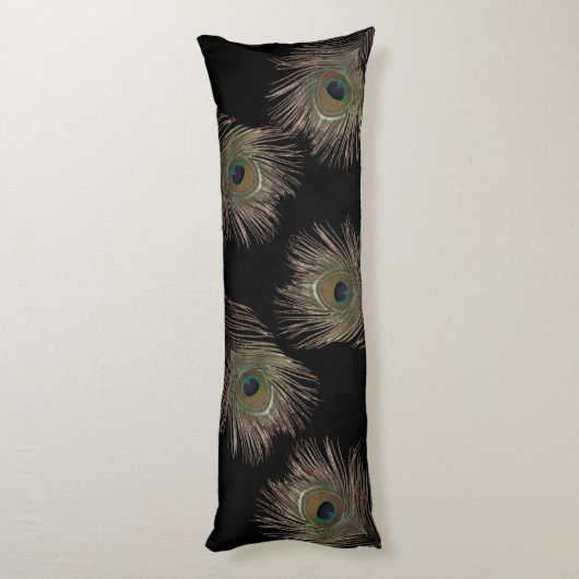 Coussins Longs Peacock plumes noir (Dos (Vertical))