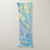 Coussins Longs Pearlescent Aqua & Gold en marbre liquide (Devant (Vertical))