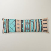 Coussins Longs Pêche Et Motif Tribal Turquoise (Dos)