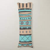 Coussins Longs Pêche Et Motif Tribal Turquoise (Devant (Vertical))