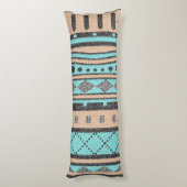 Coussins Longs Pêche Et Motif Tribal Turquoise (Dos (Vertical))