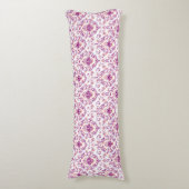 Coussins Longs Pêche et pourpre Damask Floral Élégant Motif (Devant (Vertical))