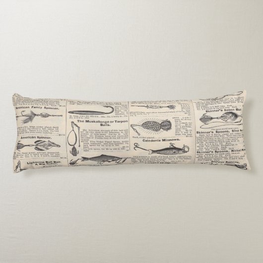 Coussins Longs Pêche vintage leures : pêcheur d'antiquité des ann (Dos)