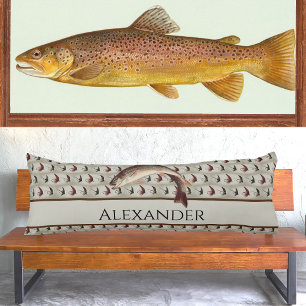 Coussins Longs Pêcher à la mouche Vintage Mouches Ciel Trout Body