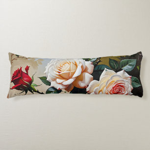 Coussins Longs Peinture à l'huile rose blanche et rouge