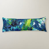 Coussins Longs Peinture acrylique abstraite en bleu (Dos)