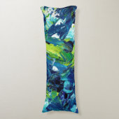 Coussins Longs Peinture acrylique abstraite en bleu (Devant (Vertical))
