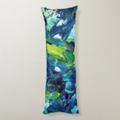 Coussins Longs Peinture acrylique abstraite en bleu (Dos (Vertical))
