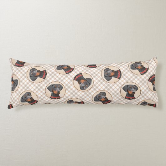 Coussins Longs Peinture Allemande Peinture Noir Original Chien Ar (Devant)