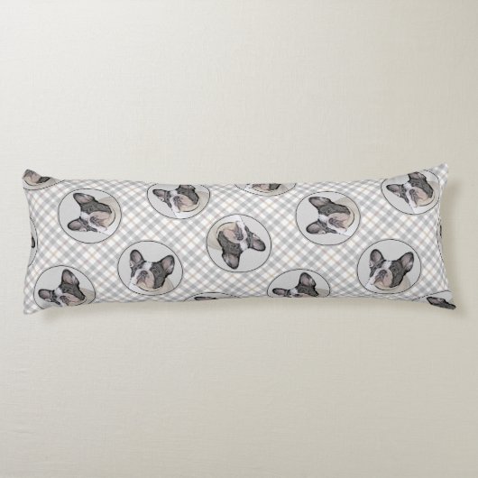 Coussins Longs Peinture de Chien à Chien à Chien blanc Noir (Dos)