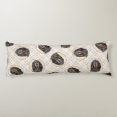 Coussins Longs Peinture de chien originale en noir et Tan (Dos)