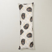 Coussins Longs Peinture de chien originale en noir et Tan (Dos (Vertical))