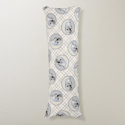 Coussins Longs Peinture de Keeshond Chiot couché art original Chi (Devant (Vertical))