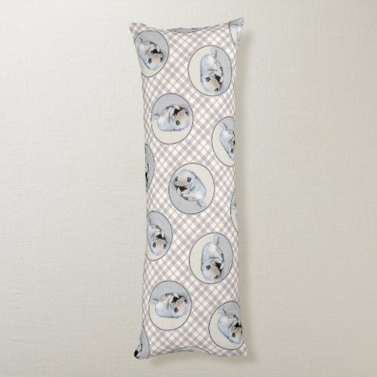 Coussins Longs Peinture de Keeshond Chiot couché art original Chi (Dos (Vertical))