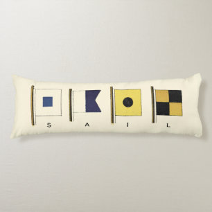 Coussins Longs Peinture de quatre drapeaux avec la voile écrite