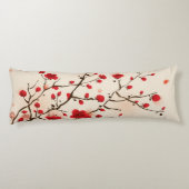 Coussins Longs Peinture de style oriental, fleur de prune au prin (Dos)