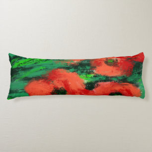 Coussins Longs Peinture florale de coquelicots rouges abstraits