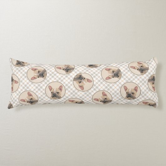 Coussins Longs Peinture française de Bulldog Fawn mignonne art de (Devant)