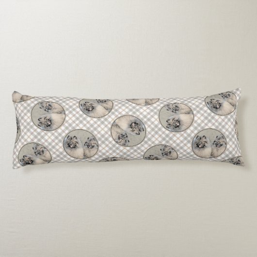 Coussins Longs Peinture Keeshond 2 Keeshonden Original Chien Art (Dos)