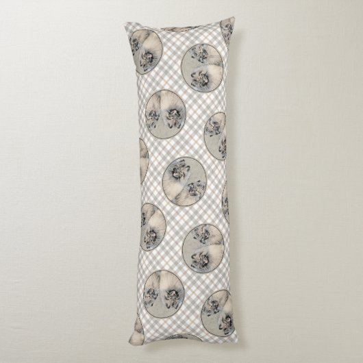 Coussins Longs Peinture Keeshond 2 Keeshonden Original Chien Art (Dos (Vertical))