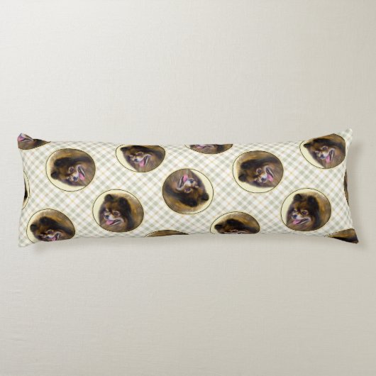 Coussins Longs Peinture Poméranienne Orange Sable Original Chien  (Dos)