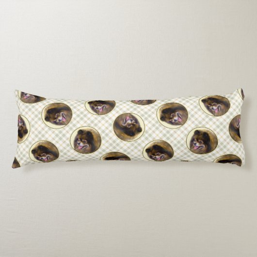 Coussins Longs Peinture Poméranienne Orange Sable Original Chien  (Devant)