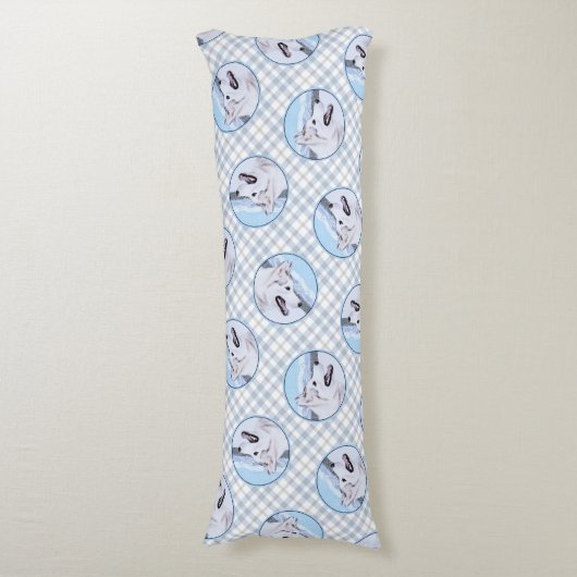 Coussins Longs Peinture sibérienne Husky Argent et Chien blanc Ar (Devant (Vertical))