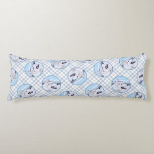 Coussins Longs Peinture sibérienne Husky Argent et Chien blanc Ar