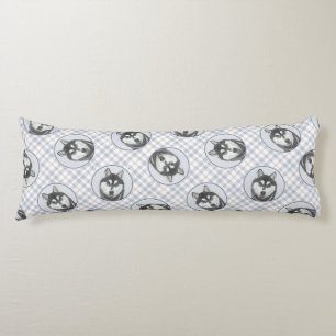 Coussins Longs Peinture sibérienne Husky art Chien noir et blanc