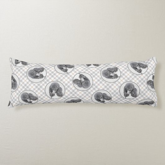 Coussins Longs Peinture standard de caniche Parti Black White Chi (Devant)