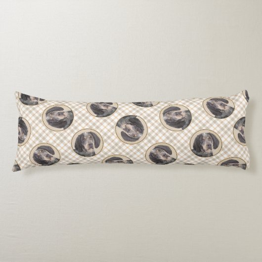 Coussins Longs Peinture sur papier bleu avec marquages Chien Art (Devant)