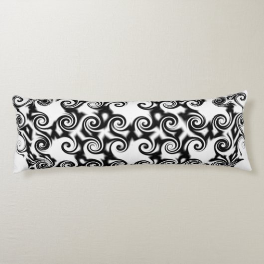 Coussins Longs Pentagone en volute noir sur blanc (Dos)