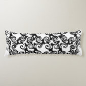 Coussins Longs Pentagone en volute noir sur blanc (Devant)