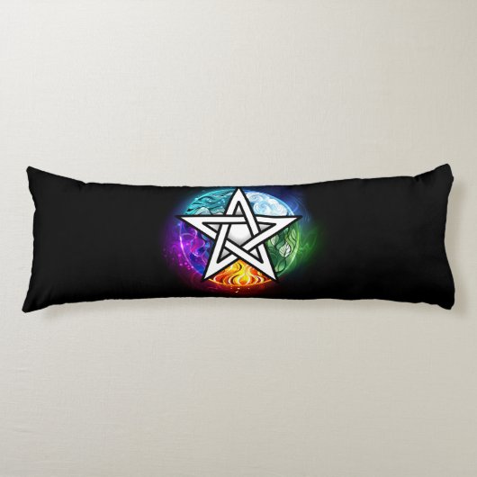 Coussins Longs pentagramme wiccan (Devant)