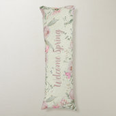 Coussins Longs Peony & Butterflies Sage Green Welcome Spring (Devant (Vertical))