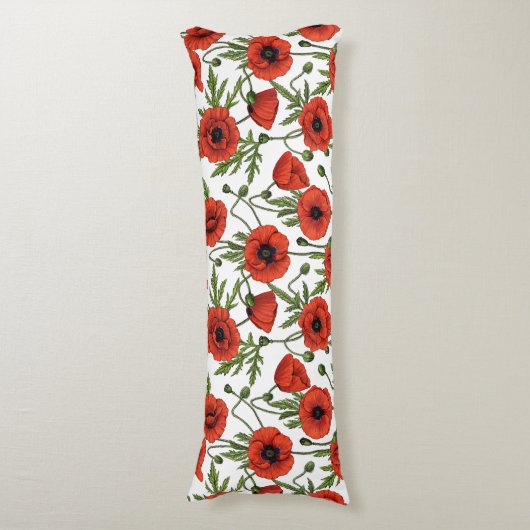 Coussins Longs Pépites, rouge et vert sur blanc (Devant (Vertical))