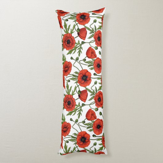 Coussins Longs Pépites, rouge et vert sur blanc (Dos (Vertical))